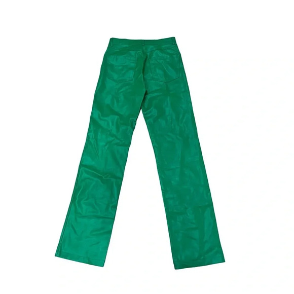 Zara Green Coloured / Vegan Faux Leather Trouser Pants Size  Small - Picture 6 of 8